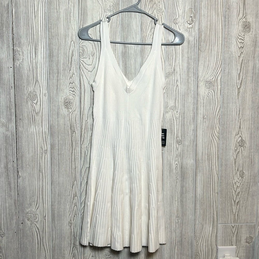 Express Sleeveless Ribbed Mini Sweater Dress Medium White NWT